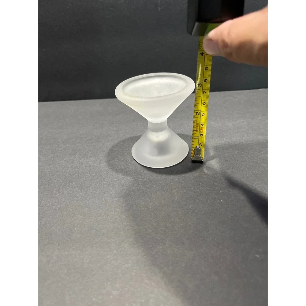 Vntg Frosted Glass Reversible Taper Votive Candle Holder Pair Mid-Century Modern